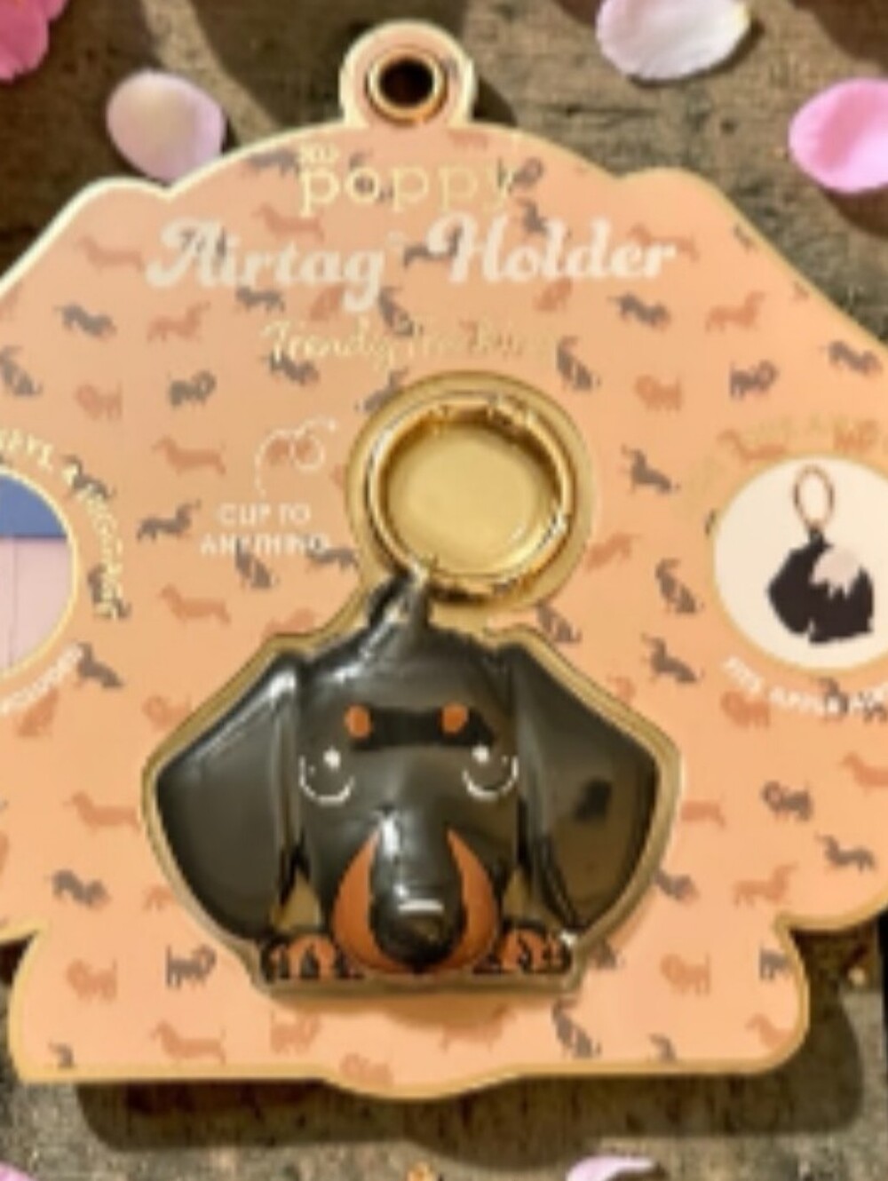 Xo Poppy Dachshund Airtag Holder - Black Brown Ty M Lh